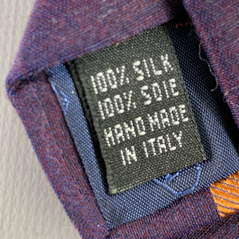 VALENTINO Navy Brown Diagonal Stripe Silk Tie