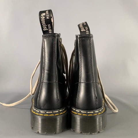 DOC MARTENS Size 9 Black Yellow Solid Leather Boots