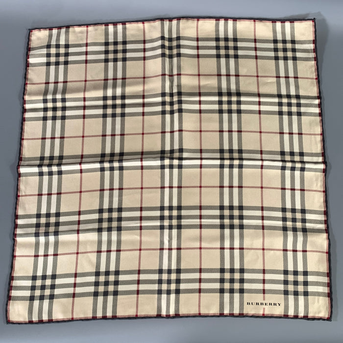 BURBERRY Brown Red & Black Plaid Silk Scarf