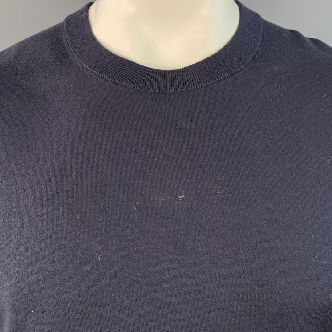 THEORY Size L Navy Cotton Jersey Crew Neck T-shirt