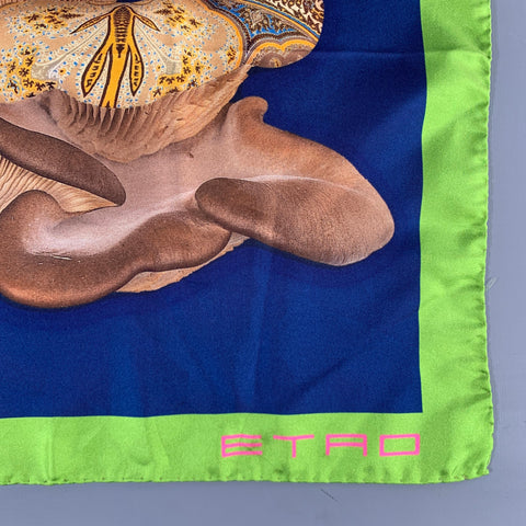 ETRO Navy Brown Silk Pocket Square