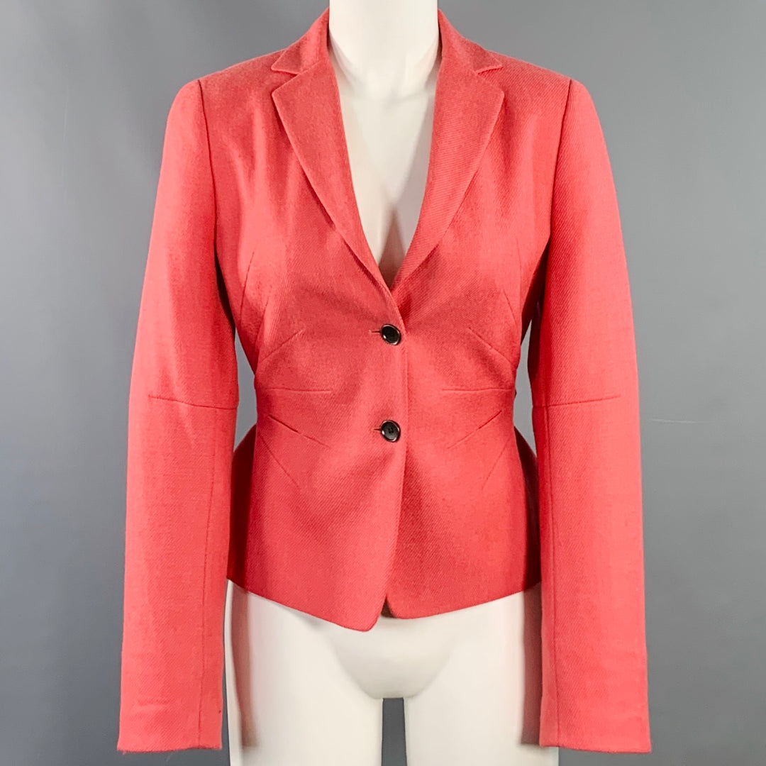 AKRIS PUNTO Size 8 Pink Wool Cashmere Twill Cinched Jacket Blazer