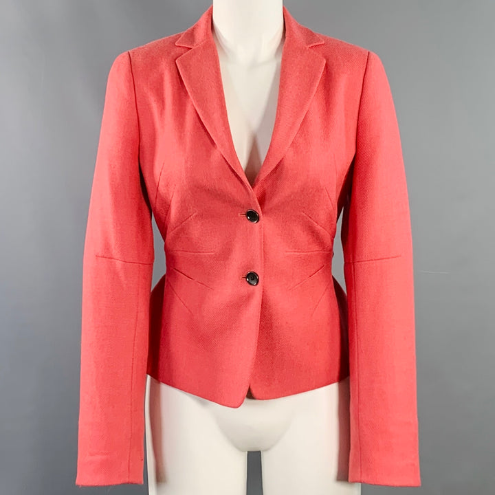 AKRIS PUNTO Size 8 Pink Wool Cashmere Twill Cinched Jacket Blazer