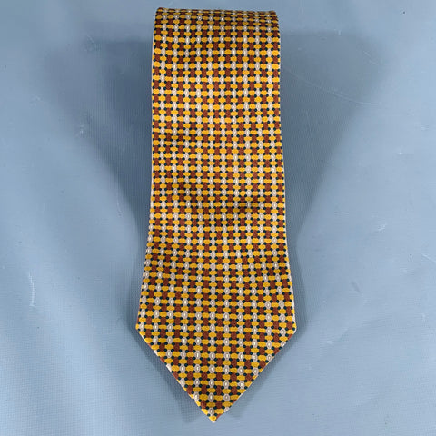 ERMENEGILDO ZEGNA Brown Taupe Dots Silk Tie