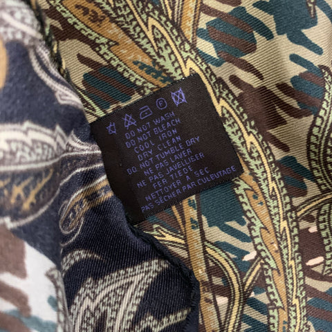 ETRO Black Olive Floral Silk Pocket Square