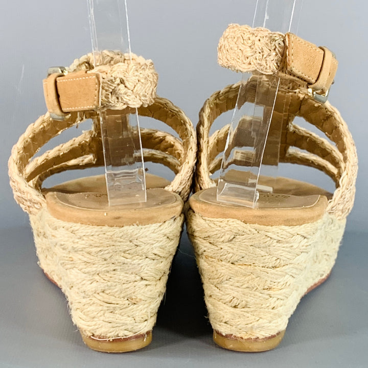 STUART WEITZMAN Size 7 Beige Natural Metallic Espadrille Sandals