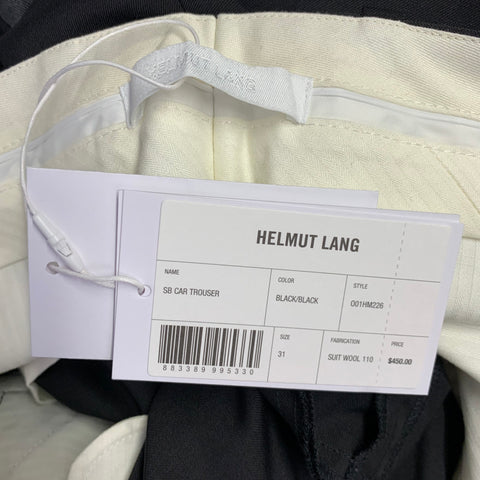 HELMUT LANG Size 31 Black Contrast Trim Virgin Wool Flat Front Dress Pants