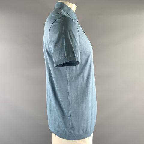 LOUIS VUITTON Size XL Blue Teal Cotton Blend Buttoned Polo