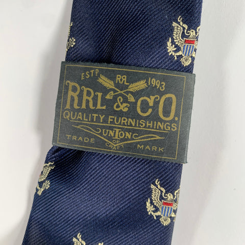 RRL by RALPH LAUREN Navy Red  Silver Silk Tie
