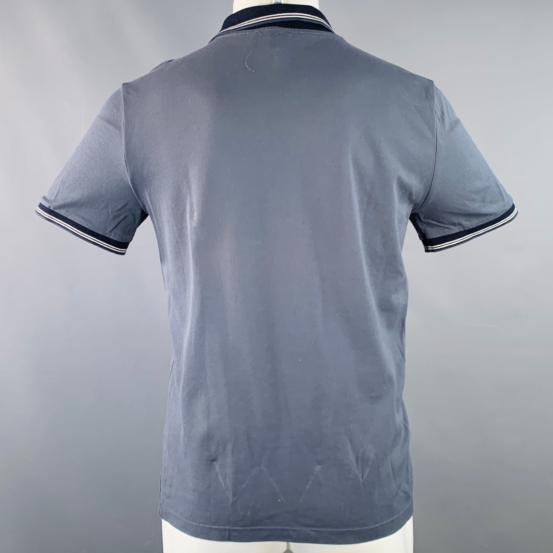 REISS Size S Carter Grey Navy White Contrast Trim Cotton Zip Up Polo