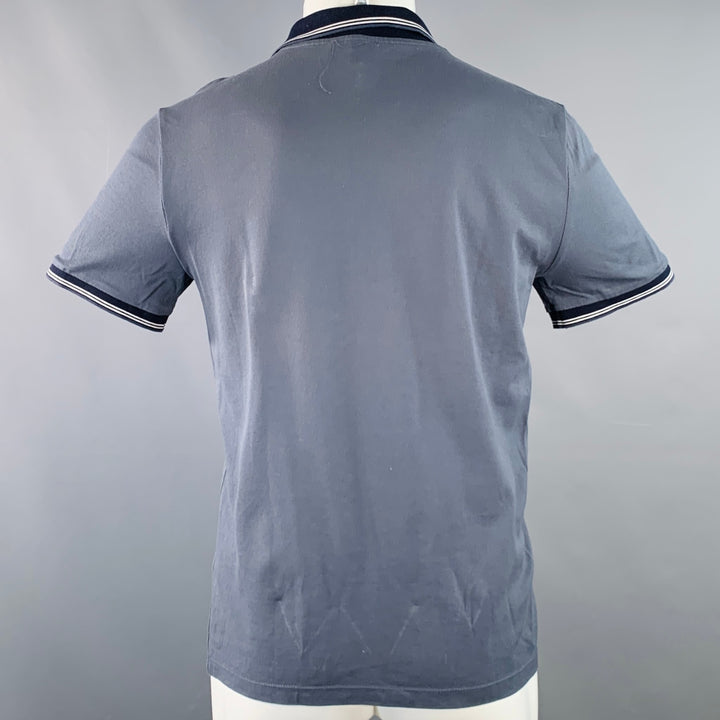 REISS Size S Carter Grey Navy White Contrast Trim Cotton Zip Up Polo