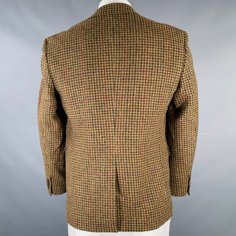 MR. GENTLEMAN Size 42 Brown Houndstooth Wool Notch Lapel Sport Coat