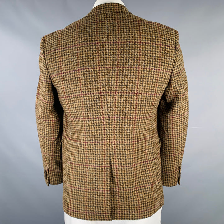 MR. GENTLEMAN Size 42 Brown Houndstooth Wool Notch Lapel Sport Coat