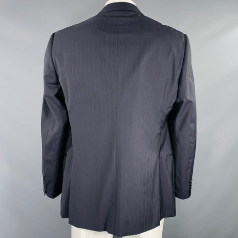 ARMANI COLLEZIONI Taille 46 Veste de Sport en Laine Rayée Bleu Marine