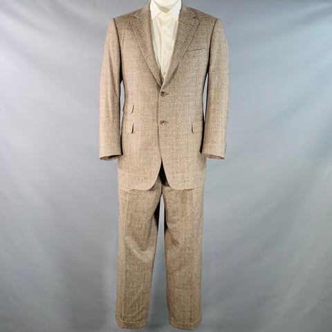 SAMUELSOHN Size 42 Regular Alton Tan Brown Glenplaid Wool Notch Lapel Suit