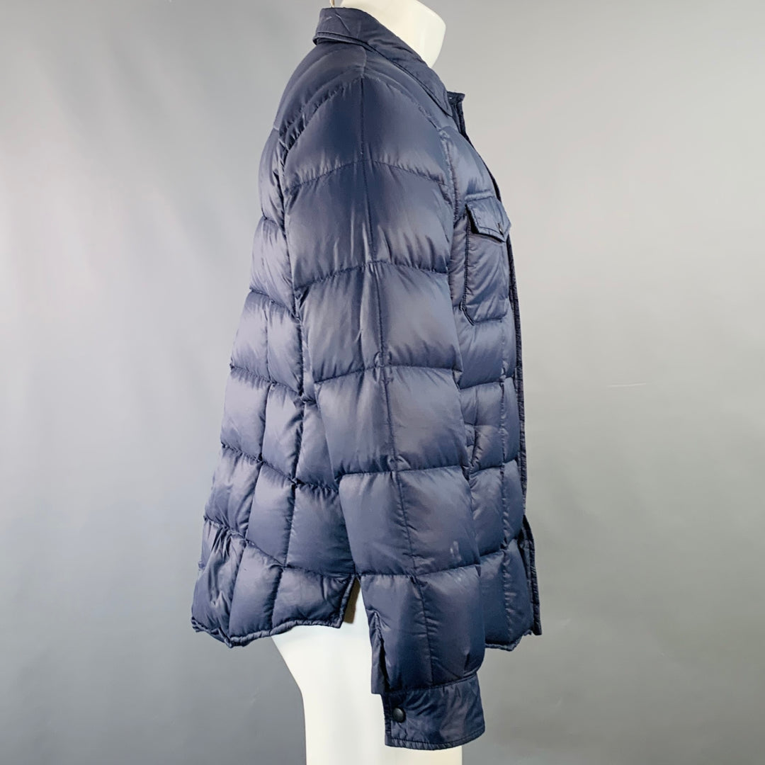 ASPESI Size M Navy Quilted Nylon Zip Snaps Jacket