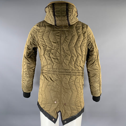 SCOTCH AND SODA Chest Size S Olive Orange & Black Quilted Nylon Parka Jacket
