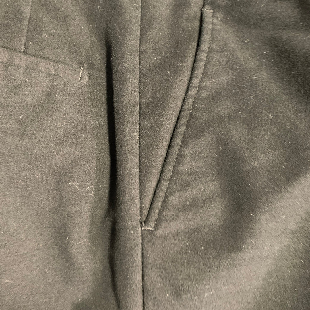 PRADA Size 38 Regular Black Velvet Cotton Blend Notch Lapel Suit