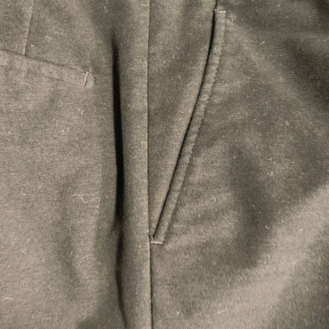 PRADA Size 38 Regular Black Velvet Cotton Blend Notch Lapel Suit