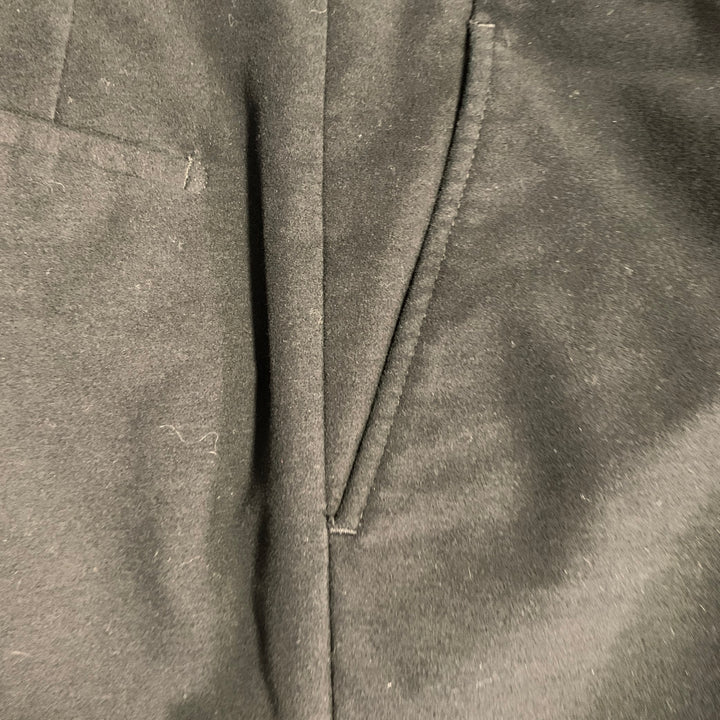 PRADA Size 38 Regular Black Velvet Cotton Blend Notch Lapel Suit