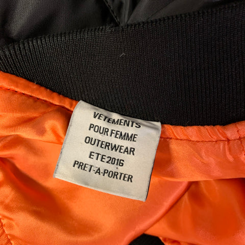 VETEMENTS Size S Black Polyamide Bomber Jacket
