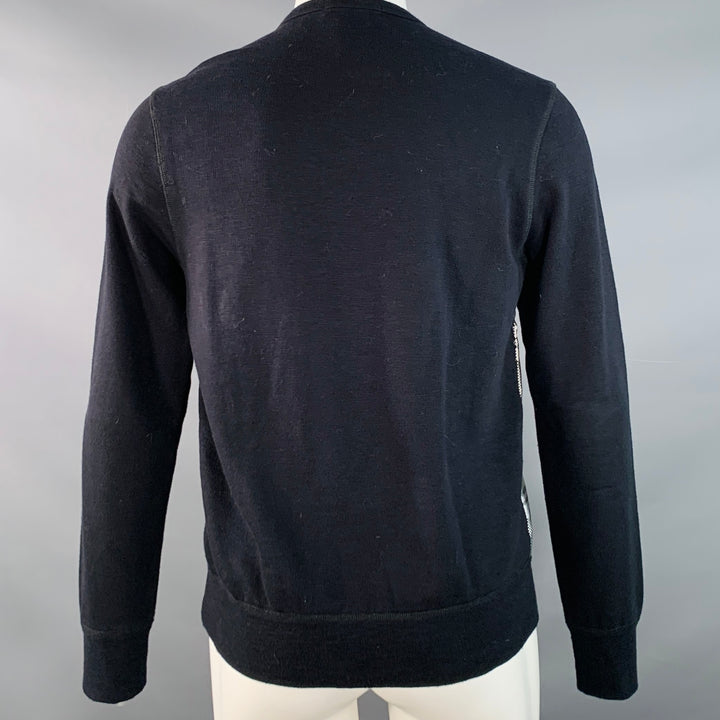 ALEXANDER MCQUEEN Size S Black White Plaid Cotton Blend Crew Neck Pullover