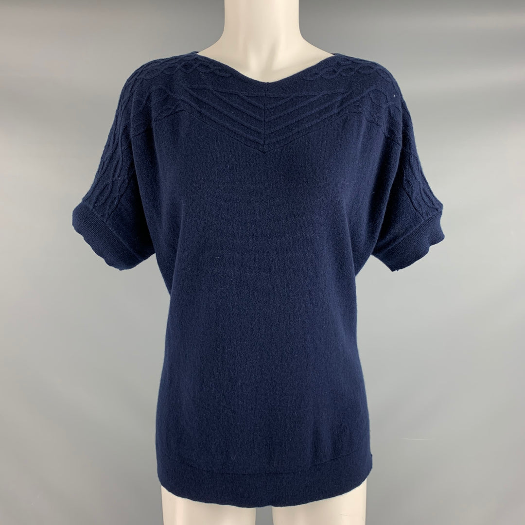 TSE Size M Navy Cashmere Short Sleeve Casual Top
