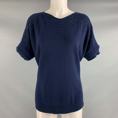 TSE Size M Navy Cashmere Short Sleeve Casual Top