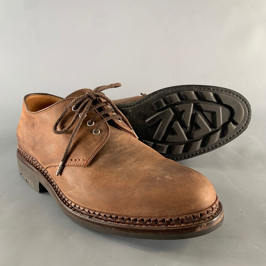 HESCHUNG Size 8 Brown Leather Derby Lace Up Shoes