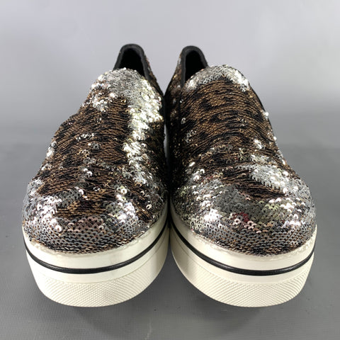 STELLA McCARTNEY Size 9 Silver Gold Sequined Slip On Sneakers