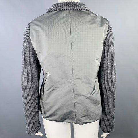 AKRIS Size 14 Grey Polyester Blend Knit Double Zipper Jacket