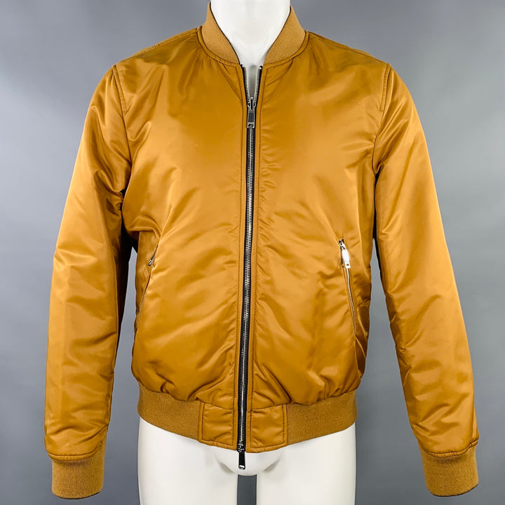 7 FOR ALL MANKIND Size M Black Mustard Reversible Nylon Bomber Jacket