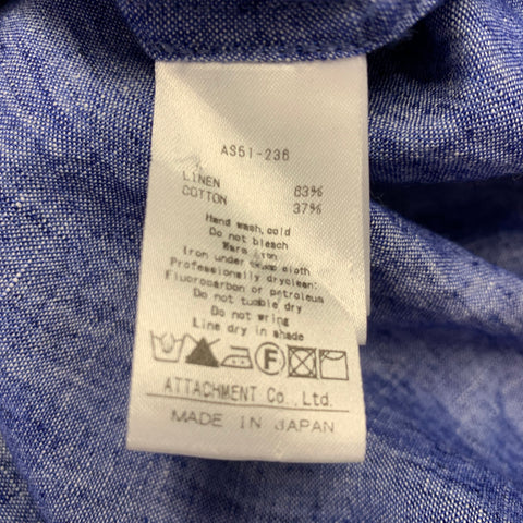 ATTACHMENT Size M Blue Heather Linen Cotton Button Up Long Sleeve Shirt
