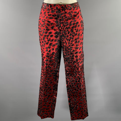 LIBERTINE Size M Red Black Acetate Blend Animal Print Pants