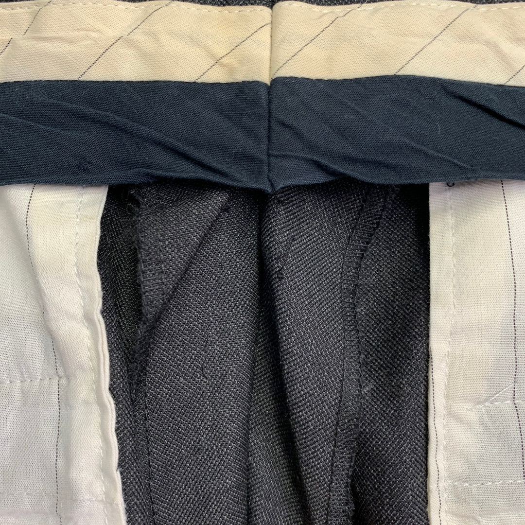 YVES SAINT LAURENT Size 42 Long Grey Charcoal Wool Notch Lapel Suit
