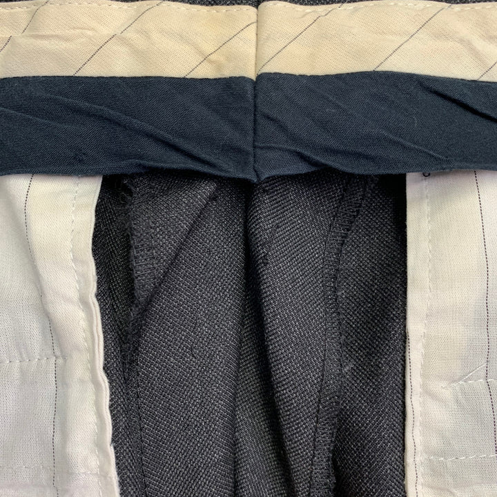 YVES SAINT LAURENT Size 42 Long Grey Charcoal Wool Notch Lapel Suit