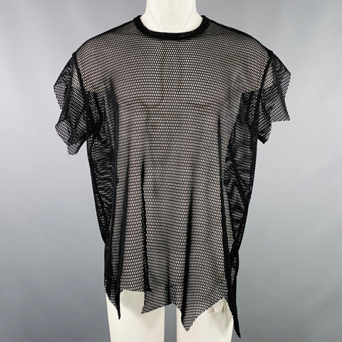 COMME des GARCONS Size M Black Mesh Polyester Crew Neck T-shirt