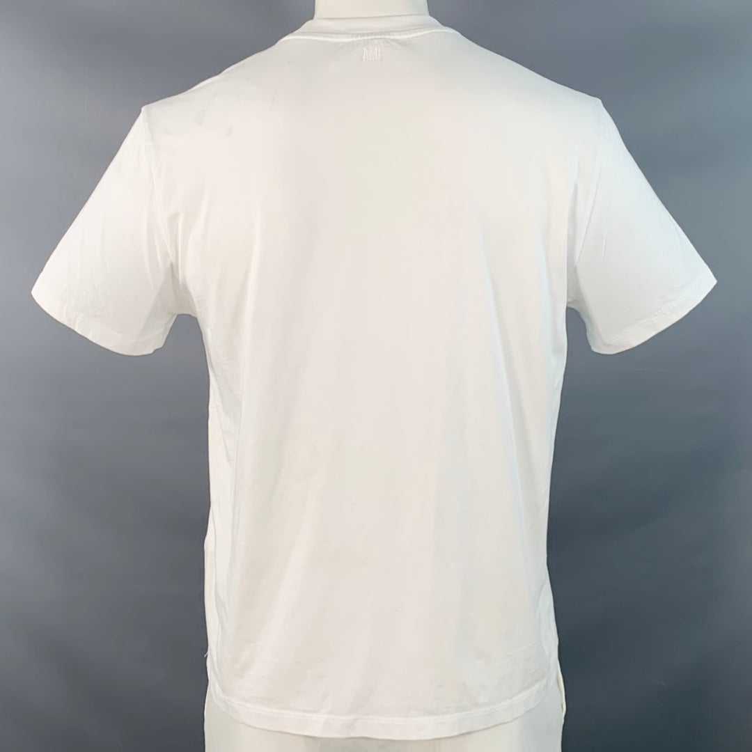 AMI by ALEXANDRE MATTIUSSI Size XL White Red Heart Logo Cotton Crew Neck T-shirt