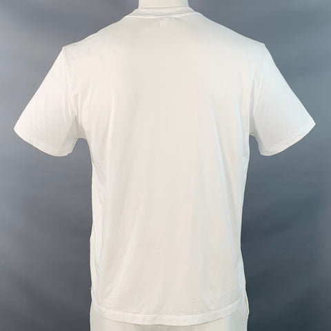 AMI by ALEXANDRE MATTIUSSI Size XL White Red Heart Logo Cotton Crew Neck T-shirt