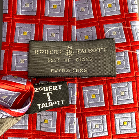 ROBERT TALBOTT Red light blue yellow Geometric Silk Tie