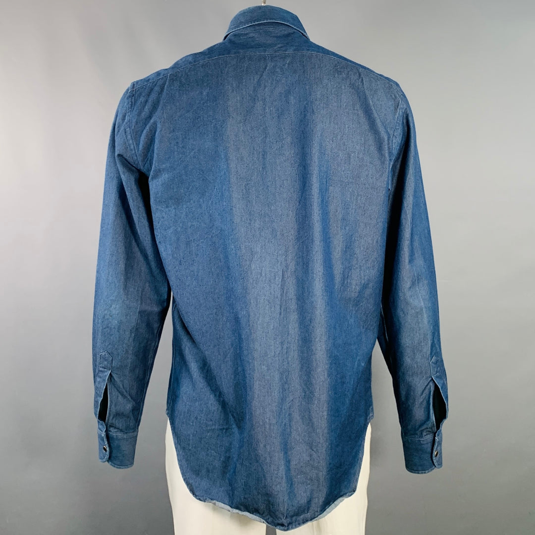 ADAM KIMMEL Size L Indigo Cotton Denim Twill Western Snap Long Sleeve Shirt