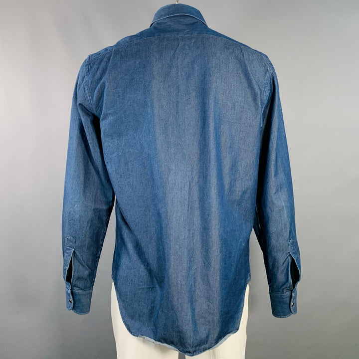ADAM KIMMEL Size L Indigo Cotton Denim Twill Western Snap Long Sleeve Shirt