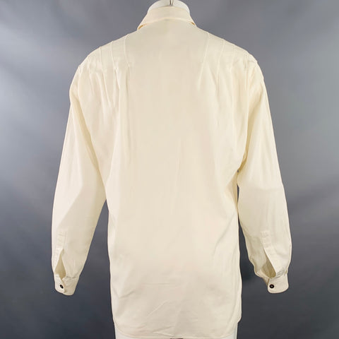 CLAUDE MONTANA Vintage Size S White Pleated Cotton Spread Collar Oversized Long Sleeve Shirt