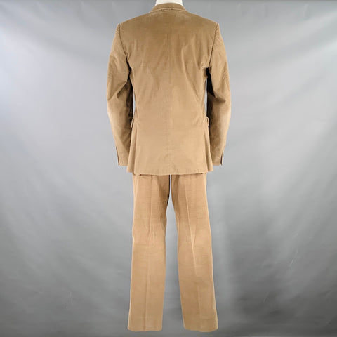 MIU MIU Size 40 Khaki Corduroy Cotton Blend Notch Lapel Suit