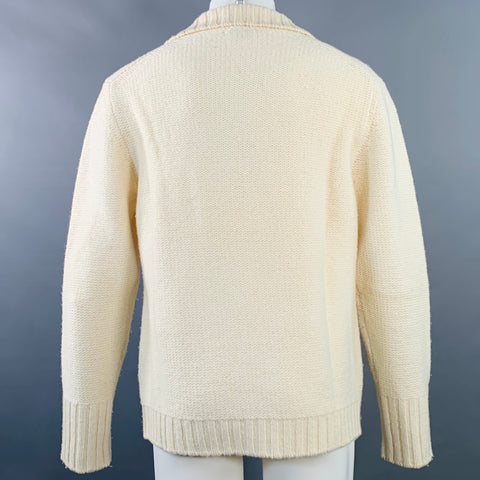 BURBERRY LONDON Size M Cream Brown Knit Merino Wool Toggle Closure Cardigan