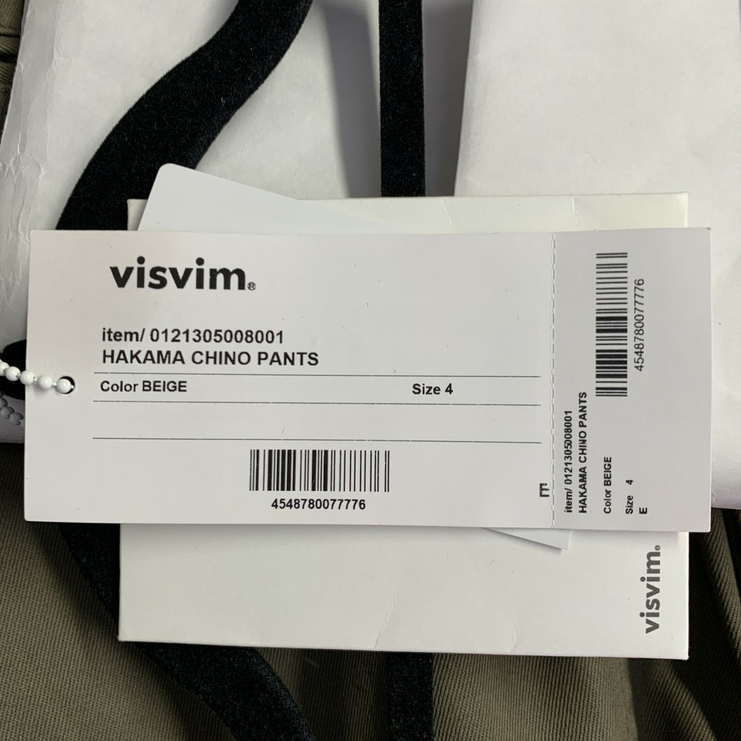 VISVIM Size L Hakama Chino Olive Cotton Pleated Belted Dress Pants