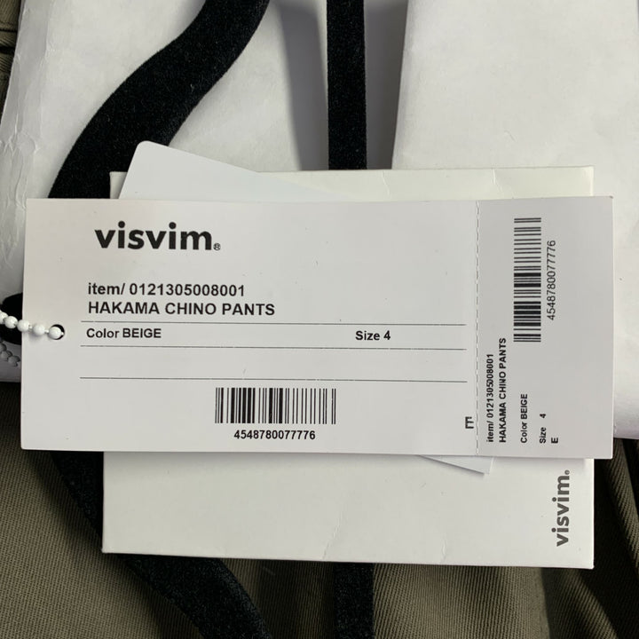 VISVIM Size L Hakama Chino Olive Cotton Pleated Belted Dress Pants