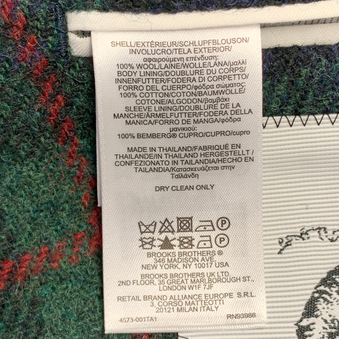 BLACK FLEECE Size 42 Regular Green Blue Red Plaid Wool Notch Lapel Sport Coat