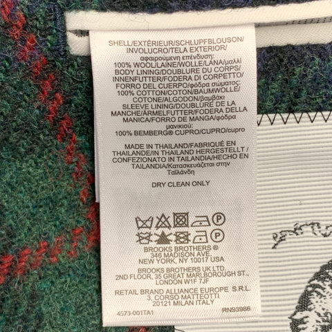 BLACK FLEECE Size 42 Regular Green Blue Red Plaid Wool Notch Lapel Sport Coat