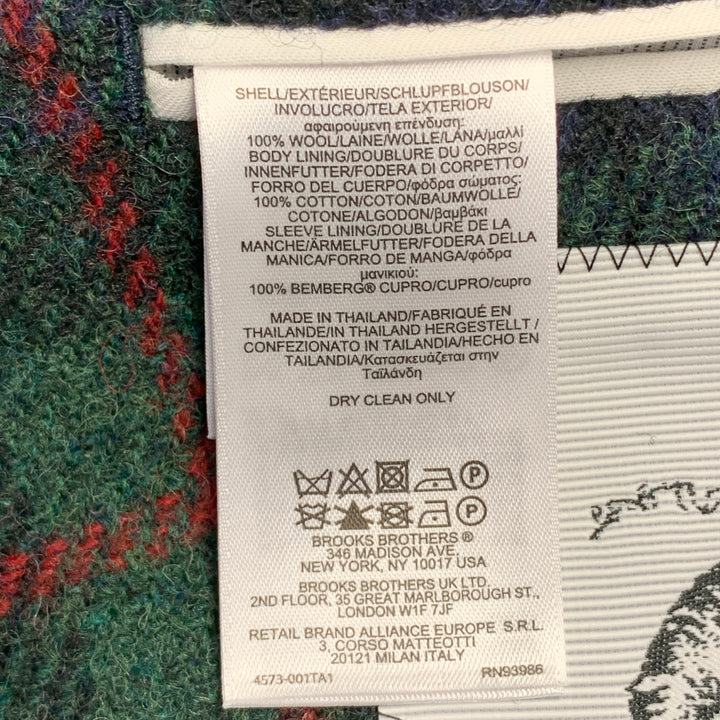 BLACK FLEECE Size 42 Regular Green Blue Red Plaid Wool Notch Lapel Sport Coat
